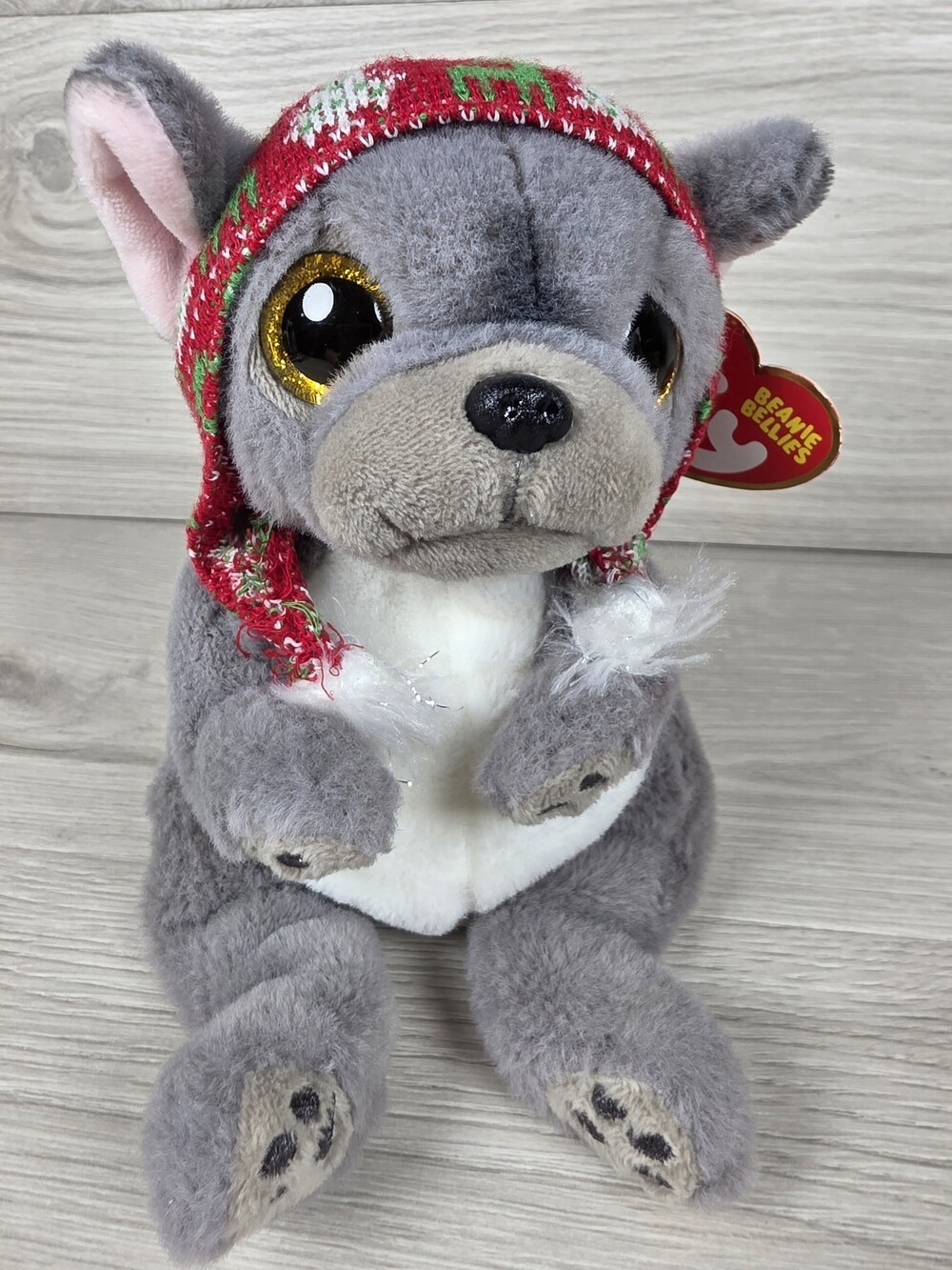 Ty Beanie Bellies Nordic French Bulldog Puppy Plush Animal w Knit Hat SU65